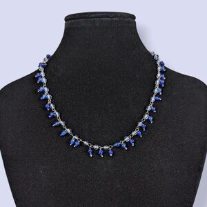 Dainty Blue Glass Beaded Necklace